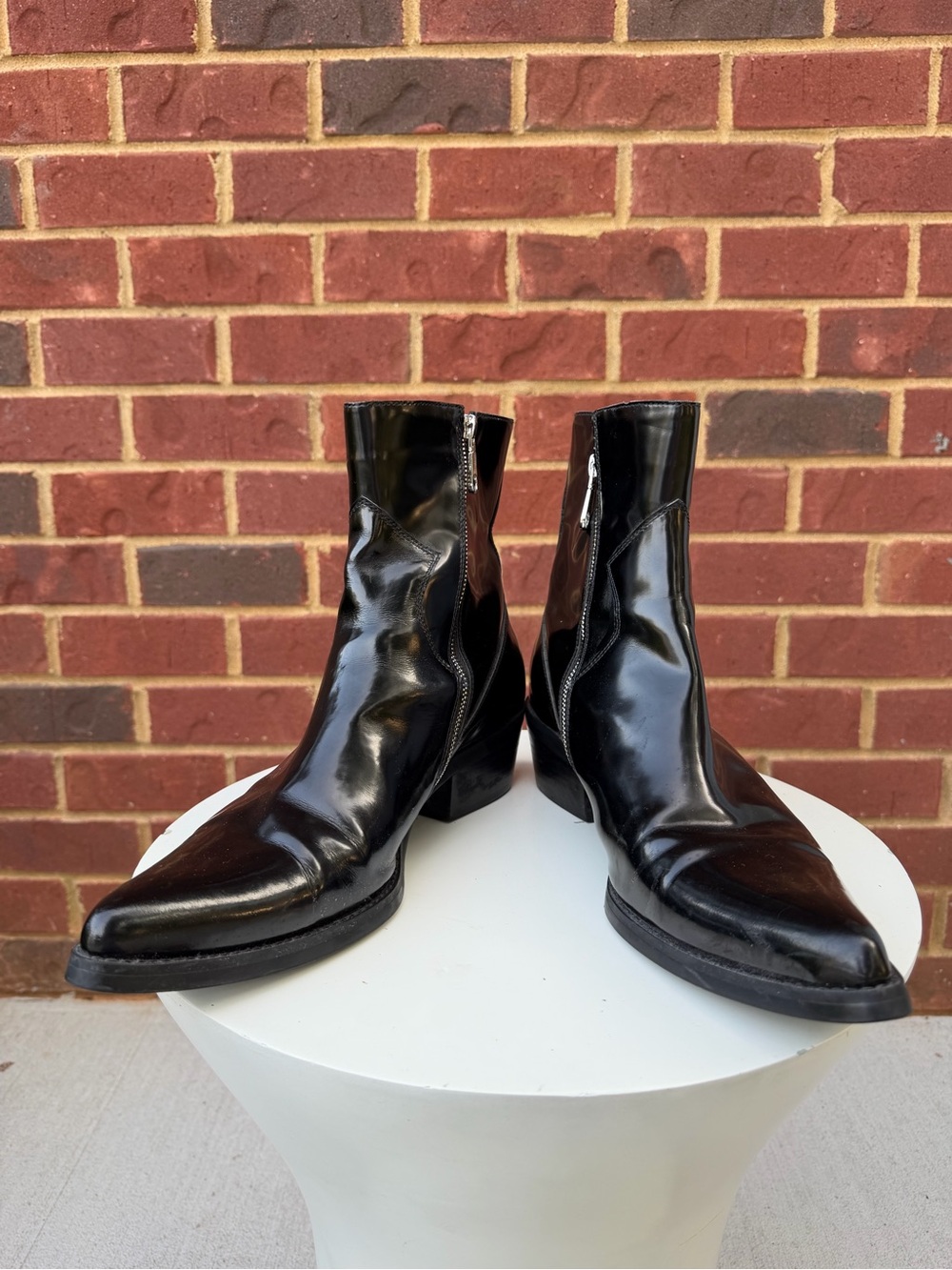 Calvin Klein Jeans Alden Men’s Black Leather Ankle Boots Side Zip Size 12 - Picture 4 of 7